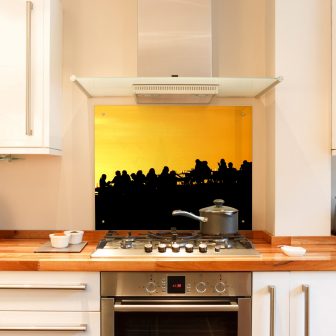 Silhouettes at sunset kitchen splashback