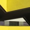 Yellow Black Abstract Glass Splashback