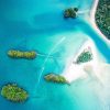 tropical shores from above glass splashback